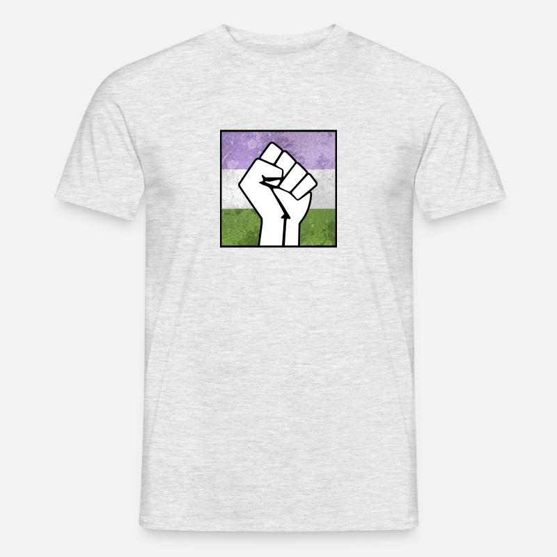 Genderqueer Pride Faust Aufkleber - Männer T-Shirt - Grau meliert