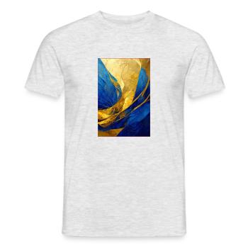 Abstract Painting in Blue and Gold - Männer T-Shirt - Grau meliert - Vorne - AI Model Male 178 dark (178cm)