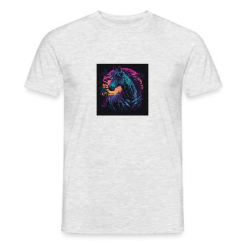 Horse with neon colors, synthwave / 80s - Men's T-Shirt - heather grey - Front - AI Model Male 178 dark (178cm)