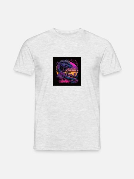 Camel with neon colors, synthwave / 80s - Men's T-Shirt - heather grey