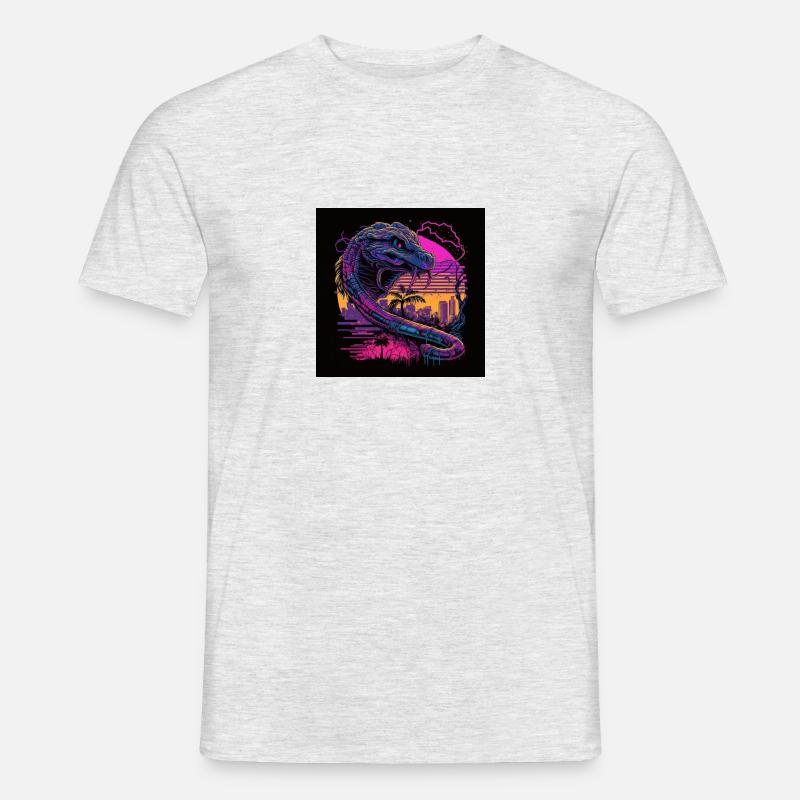 Camel with neon colors, synthwave / 80s - Men’s T-shirt - heather grey