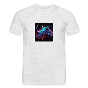 Rhinocéros aux couleurs néon, synthwave / années 80 - T-shirt homme - gris chiné - Devant - AI Model Male 178 dark (178cm)