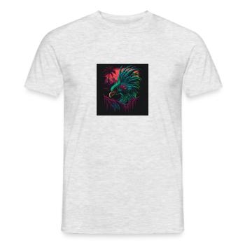 Pfau mit Neonfarben, Synthwave / 80er Jahre - Männer T-Shirt - Grau meliert - Vorne - AI Model Male 178 dark (178cm)