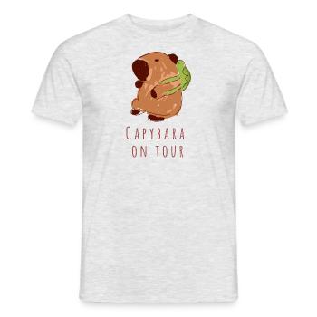 Capybara,backpack,turtle,on tour - Men's T-Shirt - heather grey - Front - AI Model Male 178 dark (178cm)
