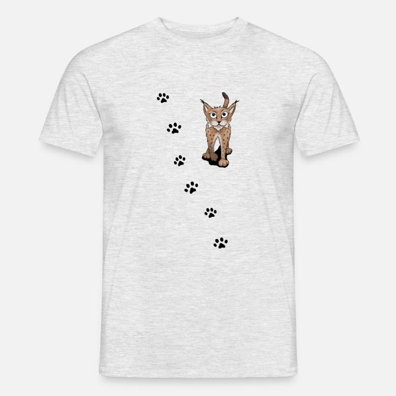 Luchs mit Spur Raubkatze Tracking Geschenk - Männer T-Shirt - Grau meliert