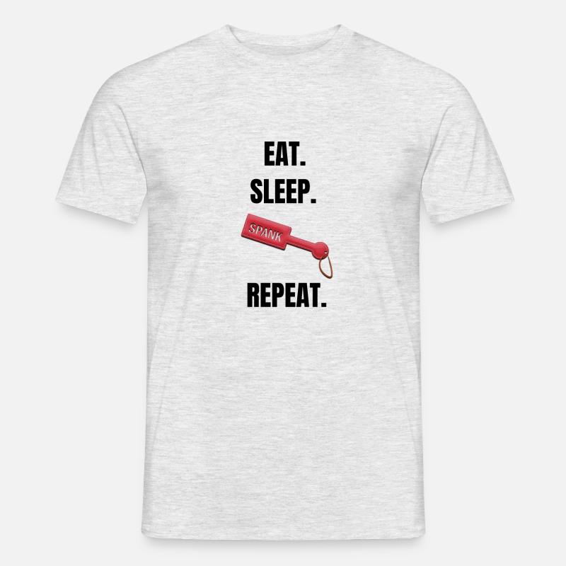 Eat Sleep Spank Repeat - Männer T-Shirt - Grau meliert
