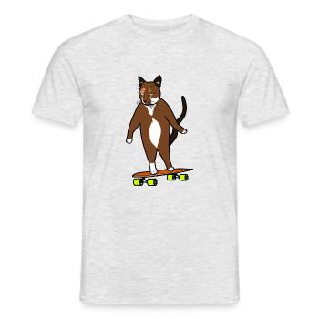 Longboard Cat Bored Skating Cat - T-shirt homme - gris chiné - Devant - AI Model Male 178 dark (178cm)