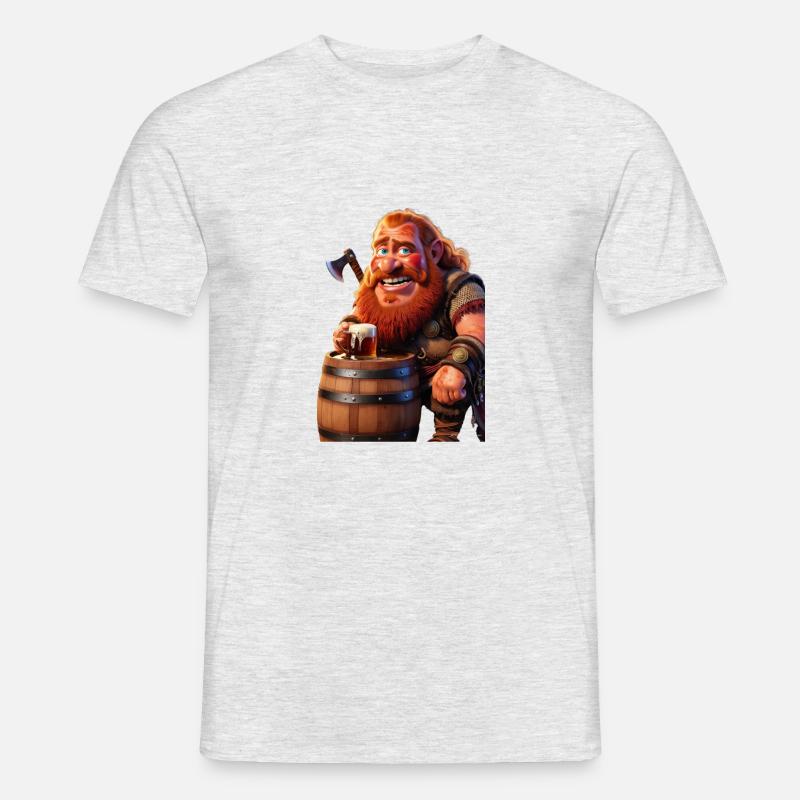 Der mächtige Trinker von Valhalla! - Männer T-Shirt - Grau meliert