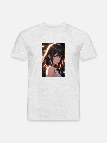 Wunderschöne Anime-Kunst – Porträt eines Mädchen - Männer T-Shirt - Grau meliert