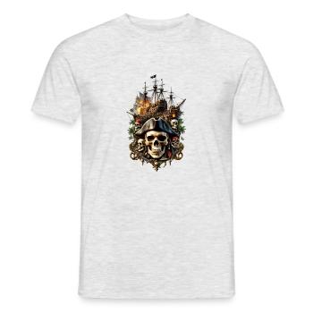 Totenkopf Schädel 05839 - Männer T-Shirt - Grau meliert - Vorne - AI Model Male 178 dark (178cm)