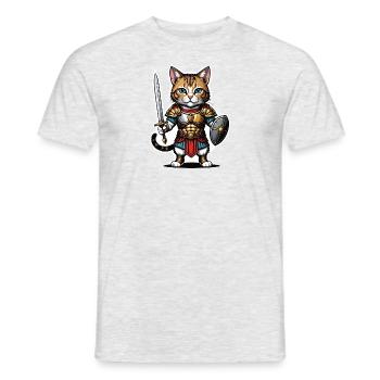 Chat Guerrier Romain Chat Cadeau - T-shirt homme - gris chiné - Devant - AI Model Male 178 dark (178cm)