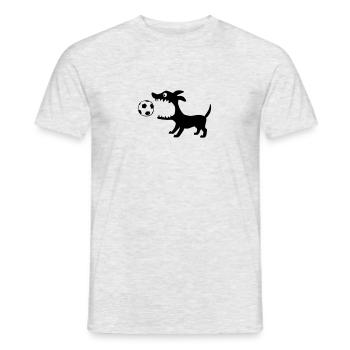 Hund frisst Ball - Männer T-Shirt - Grau meliert - Vorne - AI Model Male 178 dark (178cm)