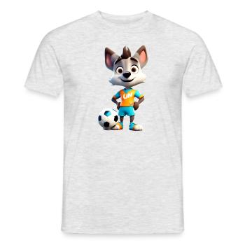 Wolf Fußball - Männer T-Shirt - Grau meliert - Vorne - AI Model Male 178 dark (178cm)