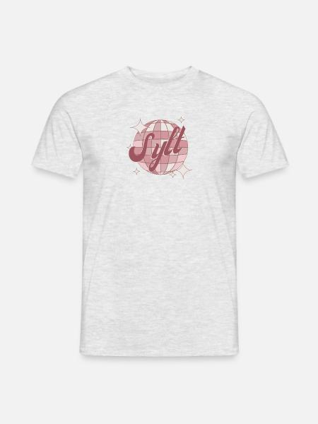 Sylt Urlaub Souvenirs Kleidung pink retro - Männer T-Shirt - Grau meliert