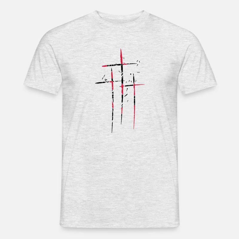 3 crosses design pattern scratch cool old tears br - Men’s T-shirt - heather grey