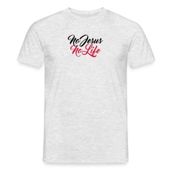 no jesus no life team crew freunde leben glauben c - Männer T-Shirt - Grau meliert - Vorne - AI Model Male 178 dark (178cm)