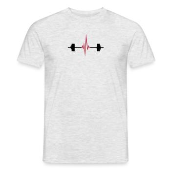 gewicht heben puls frequenz herzschlag hanteln bod - Männer T-Shirt - Grau meliert - Vorne - AI Model Male 178 dark (178cm)