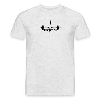 gym text logo gewicht heben puls frequenz herzschl - Männer T-Shirt - Grau meliert - Vorne - AI Model Male 178 dark (178cm)