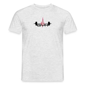 gym text logo gewicht heben puls frequenz herzschl - Männer T-Shirt - Grau meliert - Vorne - AI Model Male 178 dark (178cm)