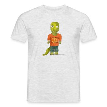 Veganer T-Rex «Elias» - Männer T-Shirt - Grau meliert - Vorne - AI Model Male 178 dark (178cm)