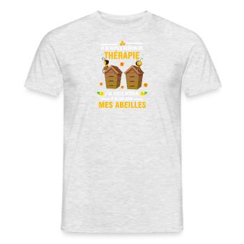 pas thérapie j'ai abeilles Humour Abeille Cadeau - T-shirt homme - gris chiné - Devant - AI Model Male 178 dark (178cm)