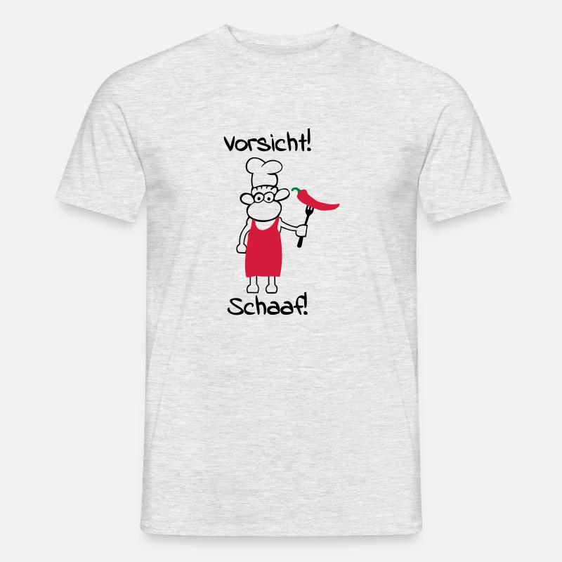 Vorsicht schaaf! - Männer T-Shirt - Grau meliert