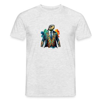 Tortue en costume - T-shirt homme - gris chiné - Devant - AI Model Male 178 dark (178cm)