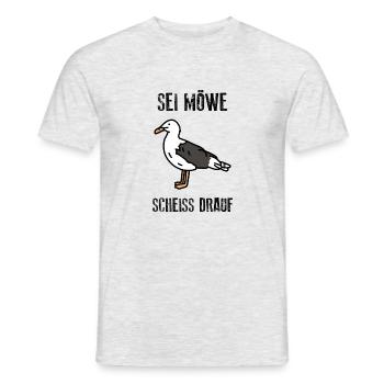 Sei Möwe - scheiss drauf - Norddeutsch Küste - Männer T-Shirt - Grau meliert - Vorne - AI Model Male 178 dark (178cm)