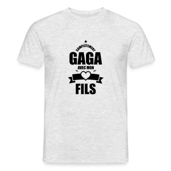 complètement gaga avec mon fils - T-shirt homme - gris chiné - Devant - AI Model Male 178 dark (178cm)