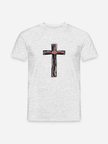 Holzkreuz - Männer T-Shirt - Grau meliert