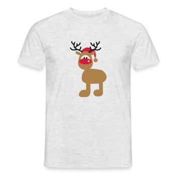 Elch mit Weihnachtsmütze - Männer T-Shirt - Grau meliert - Vorne - AI Model Male 178 dark (178cm)