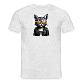 Cat Rocker Cat HardRock Gift - T-shirt homme - gris chiné - Devant - AI Model Male 178 dark (178cm)