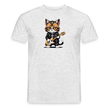 Cat Rocker Cat HardRock Gift - T-shirt homme - gris chiné - Devant - AI Model Male 178 dark (178cm)