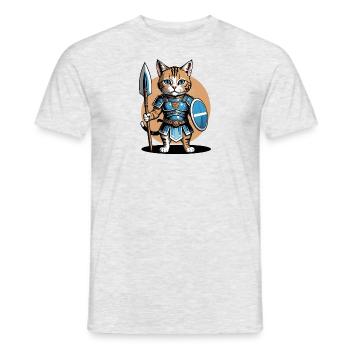Chat Guerrier Romain Chat Cadeau - T-shirt homme - gris chiné - Devant - AI Model Male 178 dark (178cm)