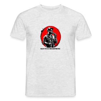 Mann mit Mikrofon, Musik t-shirt - Männer T-Shirt - Grau meliert - Vorne - AI Model Male 178 dark (178cm)