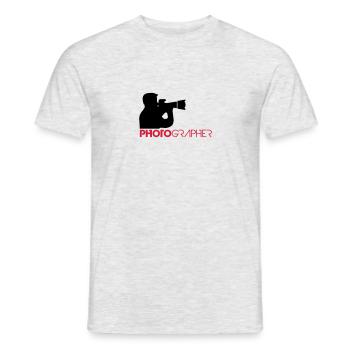 Photographer Text Logo Design - Men's T-Shirt - heather grey - Front - AI Model Male 178 dark (178cm)