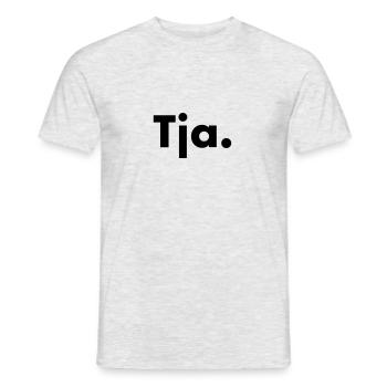 - Oui, je suis là. Mot simple - beaucoup de significations - T-shirt homme - gris chiné - Devant - AI Model Male 178 dark (178cm)