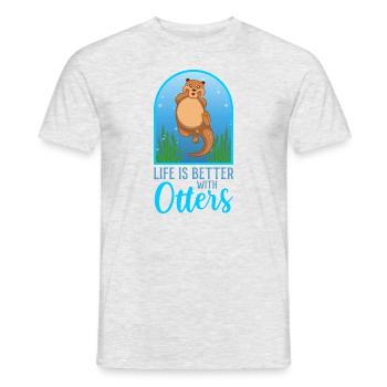 La vie avec de jolies loutres, animaux de la - T-shirt homme - gris chiné - Devant - AI Model Male 178 dark (178cm)