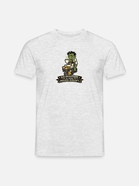 Kaffee-Kapital: Zombie mit Einkaufskorb - Männer T-Shirt - Grau meliert