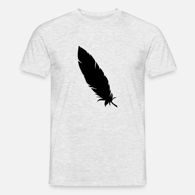 Feder simpel schwarz - Männer T-Shirt - Grau meliert