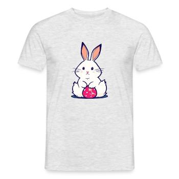 Süßes Häschen hält bemaltes Osterei - Männer T-Shirt - Grau meliert - Vorne - AI Model Male 178 dark (178cm)