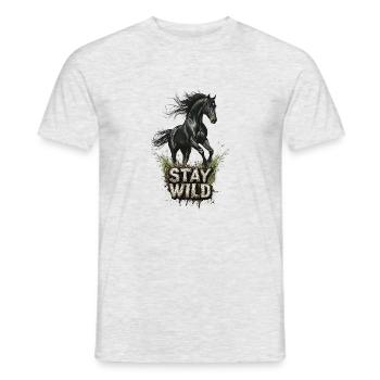 Pferd Pferde Reiterin Reiter Stay Wild Pferdesport - Männer T-Shirt - Grau meliert - Vorne - AI Model Male 178 dark (178cm)