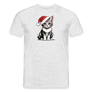 Chat de Noël Père Noël Chat Chat Chat Cadeau - T-shirt homme - gris chiné - Devant - AI Model Male 178 dark (178cm)