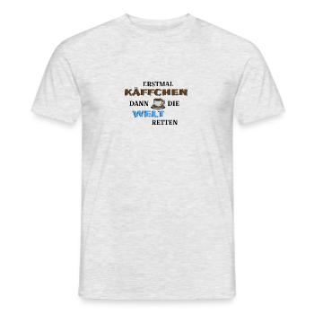 Käffchen für Weltretter - Männer T-Shirt - Grau meliert - Vorne - AI Model Male 178 dark (178cm)