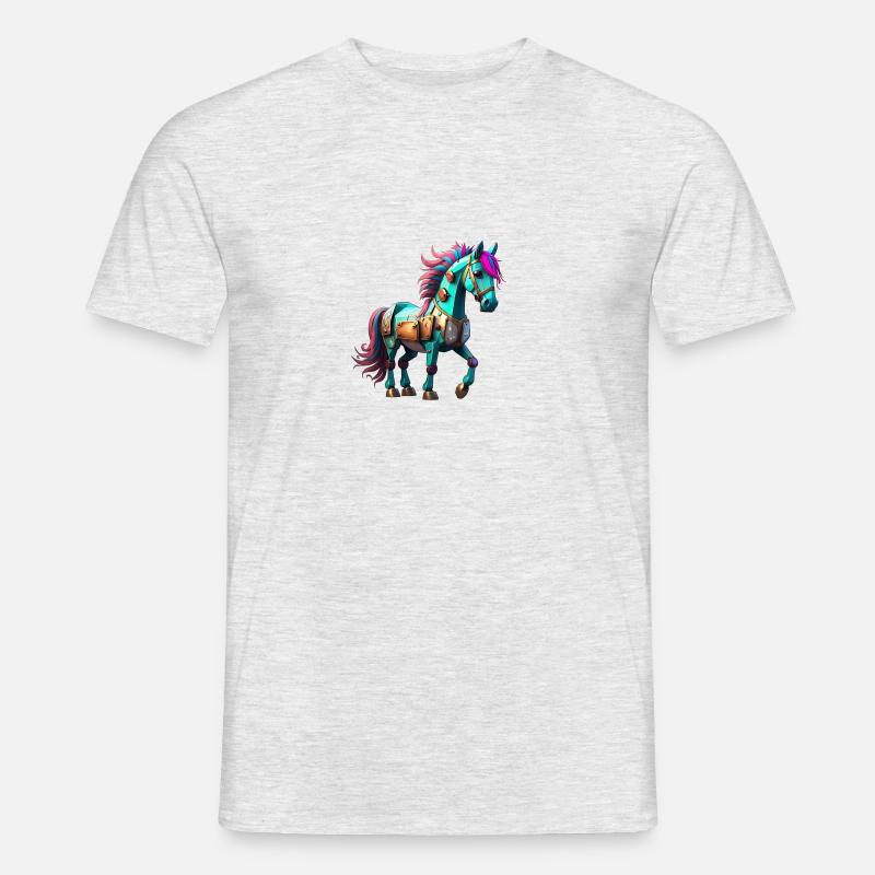 Roboter Pferd - Männer T-Shirt - Grau meliert