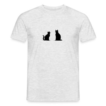 Schwarze Silhouette von zwei Katzen. - Männer T-Shirt - Grau meliert - Vorne - AI Model Male 178 dark (178cm)