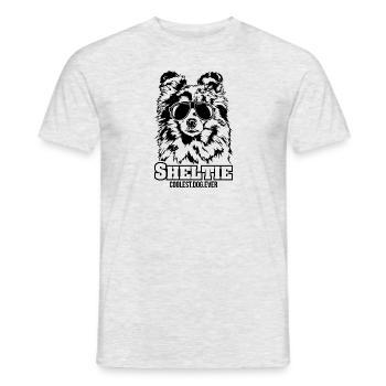 SHELTIE chien le plus cool de tous les temps Chien disant chien chien chien - T-shirt homme - gris chiné - Devant - AI Model Male 178 dark (178cm)