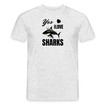 I Love Sharks - Funny Shark Motif for Shark Fans - Men's T-Shirt - heather grey - Front - AI Model Male 178 dark (178cm)