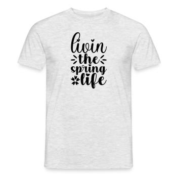 3 VIVRE LA VIE PRINTANIÈRE - T-shirt homme - gris chiné - Devant - AI Model Male 178 dark (178cm)