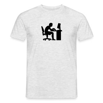 Computer kantoor - Heren T-shirt - grijs gemêleerd - Voor - AI Model Male 178 dark (178cm)